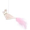Clayre & Eef 6PR5657 Adorno Colgante Pájaro 8x5x5 cm Blanco/Rosa