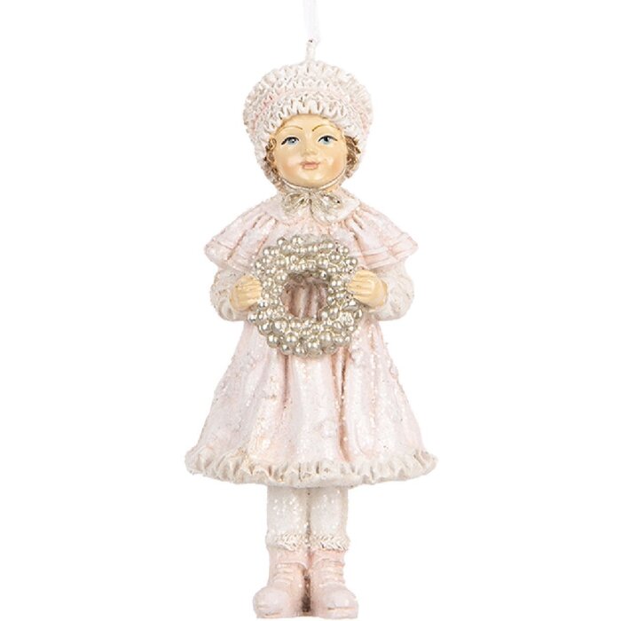 Clayre & Eef 6PR5658 Adorno Colgante Niño Rosa 5x4x11 cm