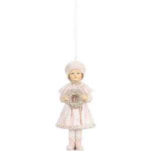 Clayre & Eef 6PR5658 Adorno Colgante Niño Rosa 5x4x11 cm