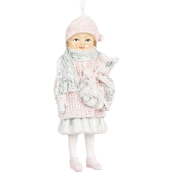 Clayre & Eef 6PR5659 Adorno Colgante Infantil Rosa 5x4x11 cm