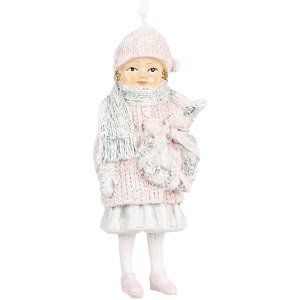 Clayre & Eef 6PR5659 Adorno Colgante Infantil Rosa 5x4x11 cm