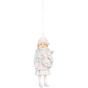 Clayre & Eef 6PR5659 Adorno Colgante Infantil Rosa 5x4x11 cm