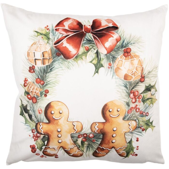 Clayre & Eef KT021.437 Funda de cojín 45x45 cm Blanco y Marrón