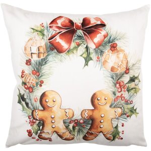 Clayre & Eef KT021.437 Funda de cojín 45x45 cm Blanco y Marrón