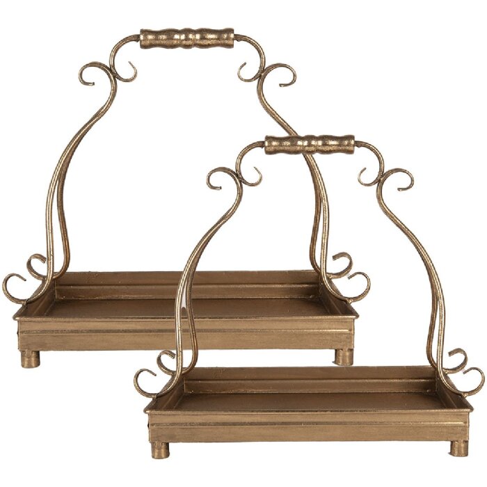 Clayre & Eef 66284 Juego de 2 Cuencos Decorativos 43x26x41 / 34x21x30 cm Dorado