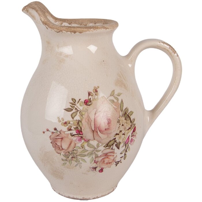 Clayre & Eef 6CE2236M Jarra Decorativa 21x16x24 cm Beige Rosa