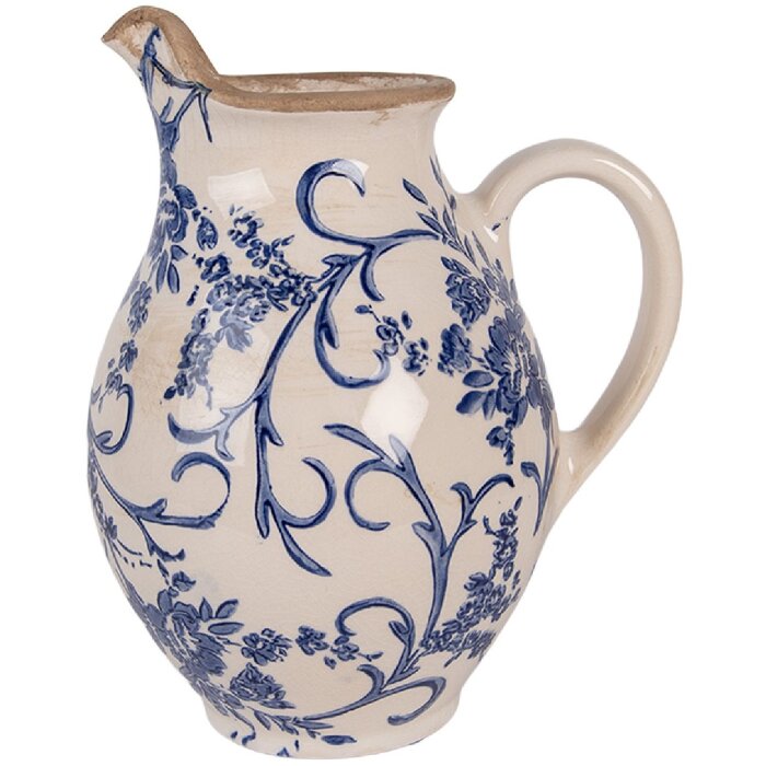 Clayre & Eef 6CE2238S Jarra Decorativa 16x12x19 cm Beige-Azul