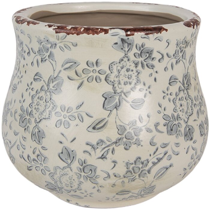 Clayre & Eef 6CE2240S Maceta Ø 15x13 cm Verde Gris Cerámica