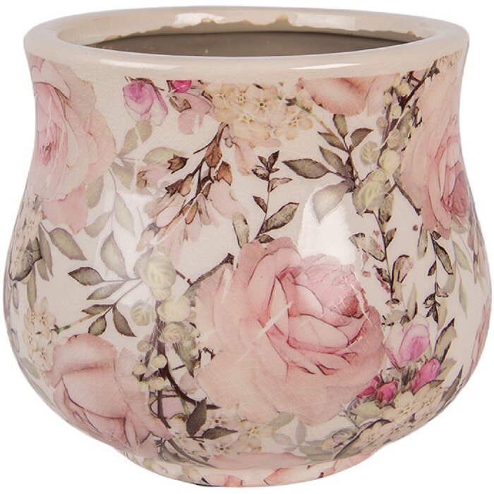 Clayre & Eef 6CE2241S Maceta Ø 15x13 cm Beige Rosa