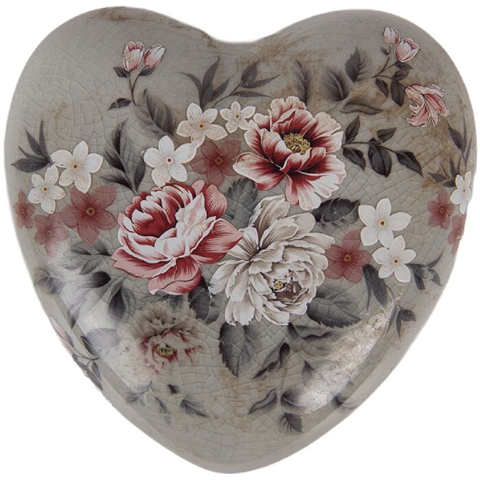 Clayre & Eef 6CE2242L Decoración Corazón 11x11x4 cm Gris y Rosa