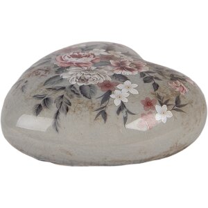 Clayre & Eef 6CE2242L Decoración Corazón 11x11x4 cm Gris y Rosa
