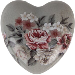 Clayre & Eef 6CE2242M Decoración Corazón 8x8x4 cm Gris/Rosa
