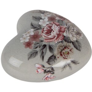 Clayre & Eef 6CE2242M Decoración Corazón 8x8x4 cm Gris/Rosa