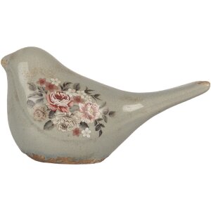 Clayre & Eef 6CE2243M Decoración Pájaro 22x9x12 cm Gris y Rosa