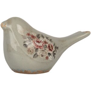Clayre & Eef 6CE2243M Decoración Pájaro 22x9x12 cm Gris y Rosa