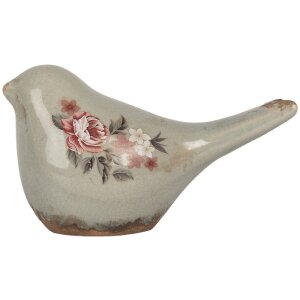 Clayre & Eef 6CE2243S Decoración Pájaro 16x7x9 cm Gris Rosa