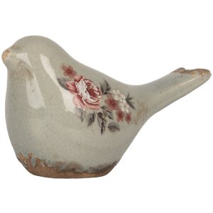 Clayre & Eef 6CE2243S Decoración Pájaro 16x7x9 cm Gris Rosa