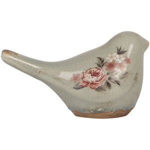 Clayre & Eef 6CE2243S Decoración Pájaro 16x7x9 cm Gris Rosa