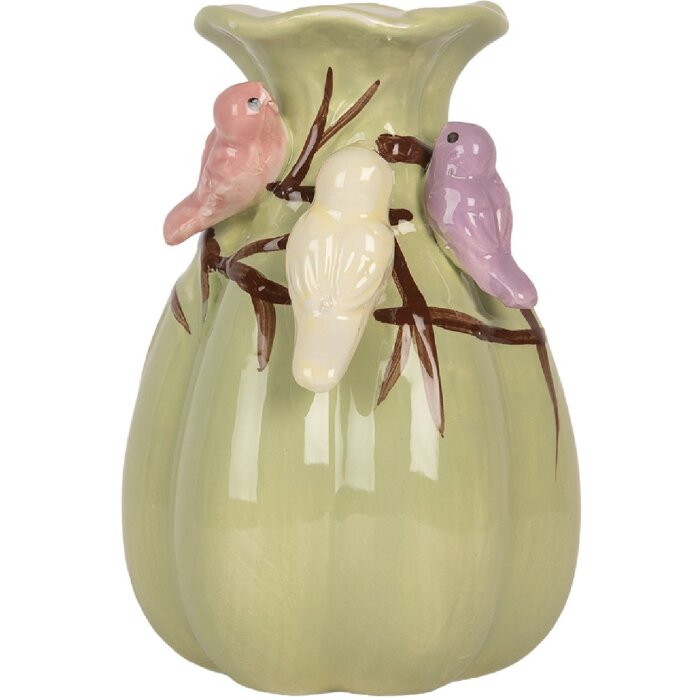 Clayre & Eef 6CE2314 Florero Ø 10x14 cm Verde y Rosa