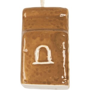 Adorno de Casa Clayre & Eef 6CE2343 4x4x6 cm Marrón y Blanco
