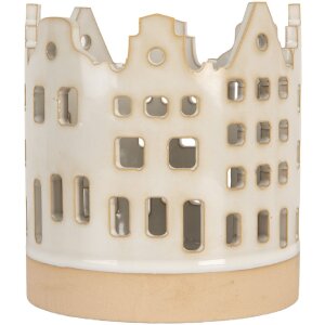 Clayre & Eef 6CE2346 Candelabro Casas Beige-Marrón Ø 11x11 cm