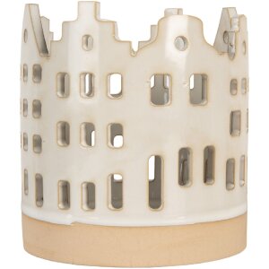 Clayre & Eef 6CE2346 Candelabro Casas Beige-Marrón Ø 11x11 cm