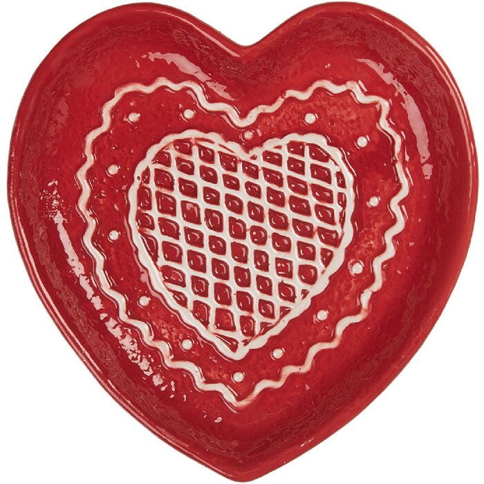 Clayre & Eef 6CE2359 Plato Pequeño 17x17x3 cm Rojo Blanco