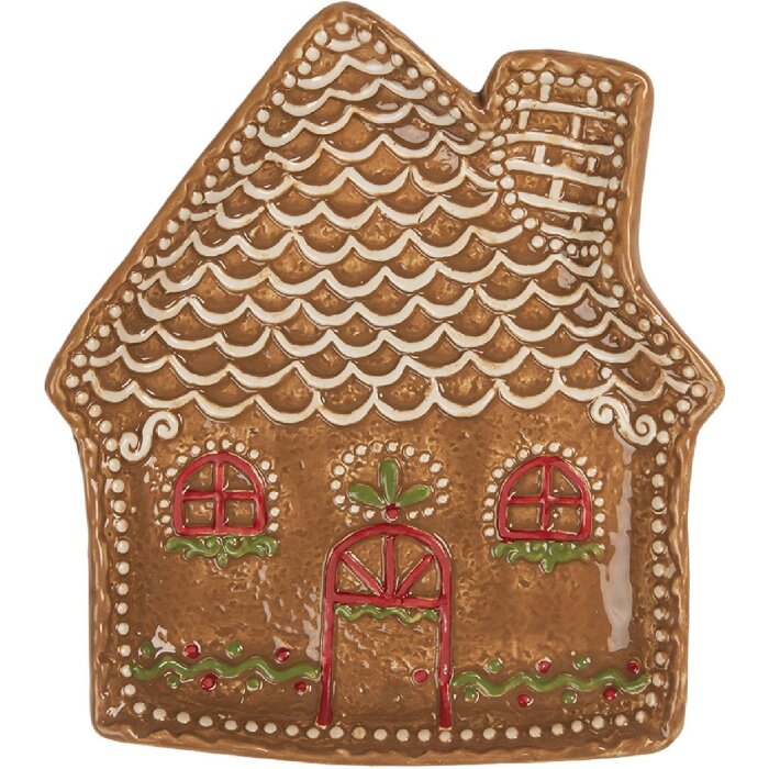 Plato pequeño Clayre & Eef 6CE2360 20x18x3 cm Marrón-Blanco