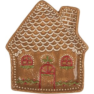 Plato pequeño Clayre & Eef 6CE2360 20x18x3 cm Marrón-Blanco