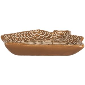 Plato pequeño Clayre & Eef 6CE2360 20x18x3 cm Marrón-Blanco