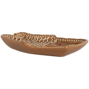 Plato pequeño Clayre & Eef 6CE2360 20x18x3 cm Marrón-Blanco