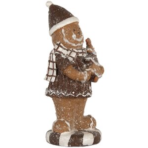 Decoración Hombre de Jengibre Clayre & Eef 6PR5813 8x8x20 cm Marrón Blanco