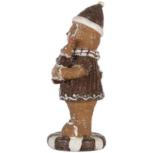 Decoración Hombre de Jengibre Clayre & Eef 6PR5813 8x8x20 cm Marrón Blanco