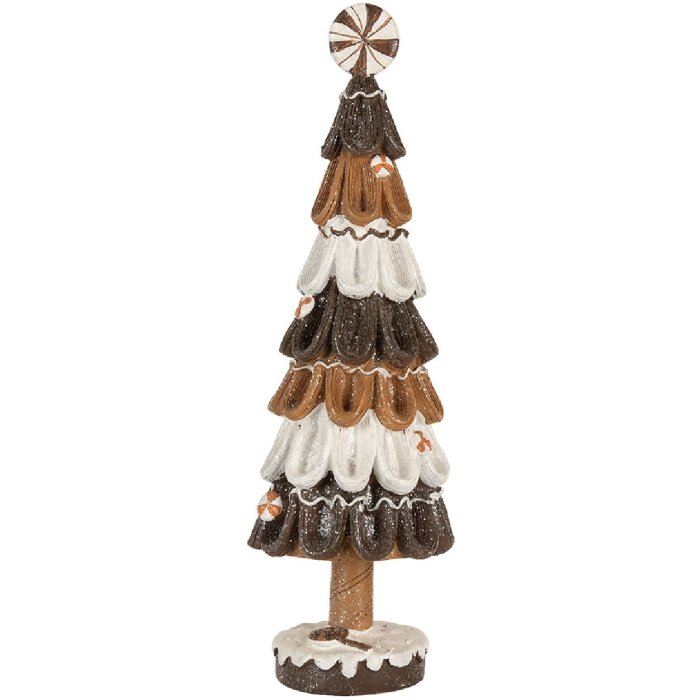 Clayre & Eef 6PR5819 Decoración Árbol de Navidad Ø 12x39 cm Marrón-Blanco
