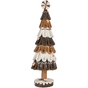 Clayre & Eef 6PR5819 Decoración Árbol de Navidad Ø 12x39 cm Marrón-Blanco