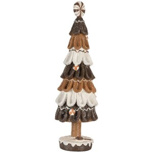 Clayre & Eef 6PR5819 Decoración Árbol de Navidad Ø 12x39 cm Marrón-Blanco