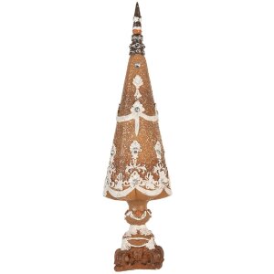 Árbol de Navidad Decorativo Clayre & Eef 6PR5835 Ø 10x38 cm Marrón y Blanco