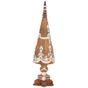 Árbol de Navidad Decorativo Clayre & Eef 6PR5835 Ø 10x38 cm Marrón y Blanco