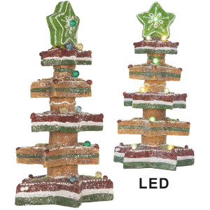 Árbol de Navidad decorativo con LED Clayre & Eef 6PR5838 15x15x29 cm Marrón-Rojo