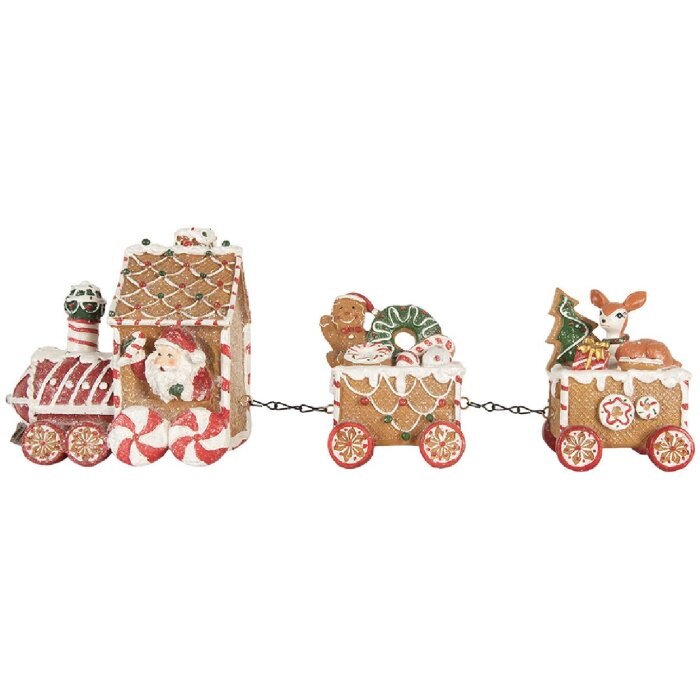 Tren decorativo Clayre & Eef 6PR5839 33x10x15 cm Marrón-Rojo