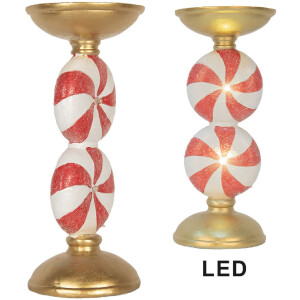Candelabro con LED Clayre & Eef 6PR5850 Ø 10x23 cm Dorado Blanco