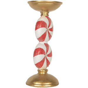 Candelabro con LED Clayre & Eef 6PR5850 Ø 10x23 cm Dorado Blanco