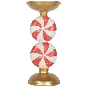 Candelabro con LED Clayre & Eef 6PR5850 Ø 10x23 cm Dorado Blanco