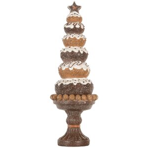 Decoración de Navidad Árbol Clayre & Eef 6PR5852 Ø 11x33 cm Marrón y Blanco