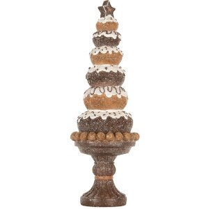 Decoración de Navidad Árbol Clayre & Eef 6PR5852 Ø 11x33 cm Marrón y Blanco