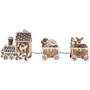 Tren Decorativo Clayre & Eef 6PR5856 33x10x15 cm Marrón y Blanco