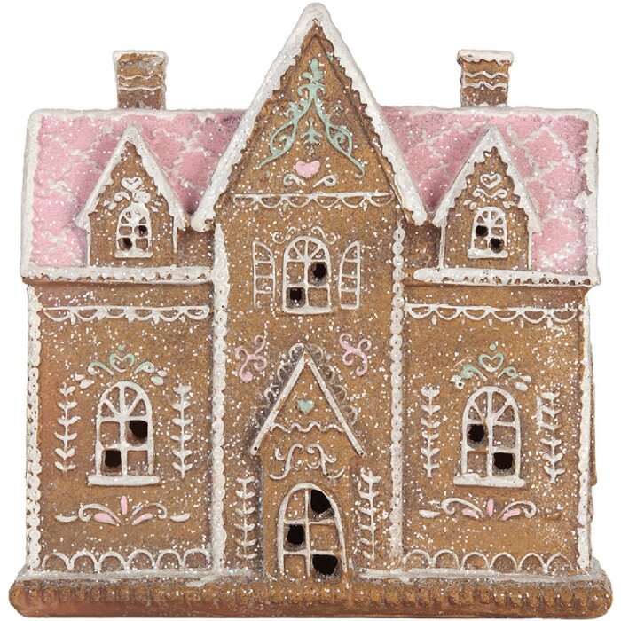 Casa decorativa con LED Clayre & Eef 6PR5857 21x8x20 cm Marrón Rosa