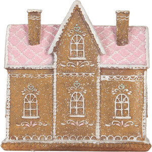 Casa decorativa con LED Clayre & Eef 6PR5857 21x8x20 cm Marrón Rosa