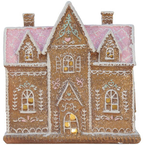 Casa decorativa con LED Clayre & Eef 6PR5857 21x8x20 cm Marrón Rosa