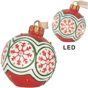 Clayre & Eef 6PR5859 Adorno para Colgar Bola de Navidad con LED Ø 12x14 cm
